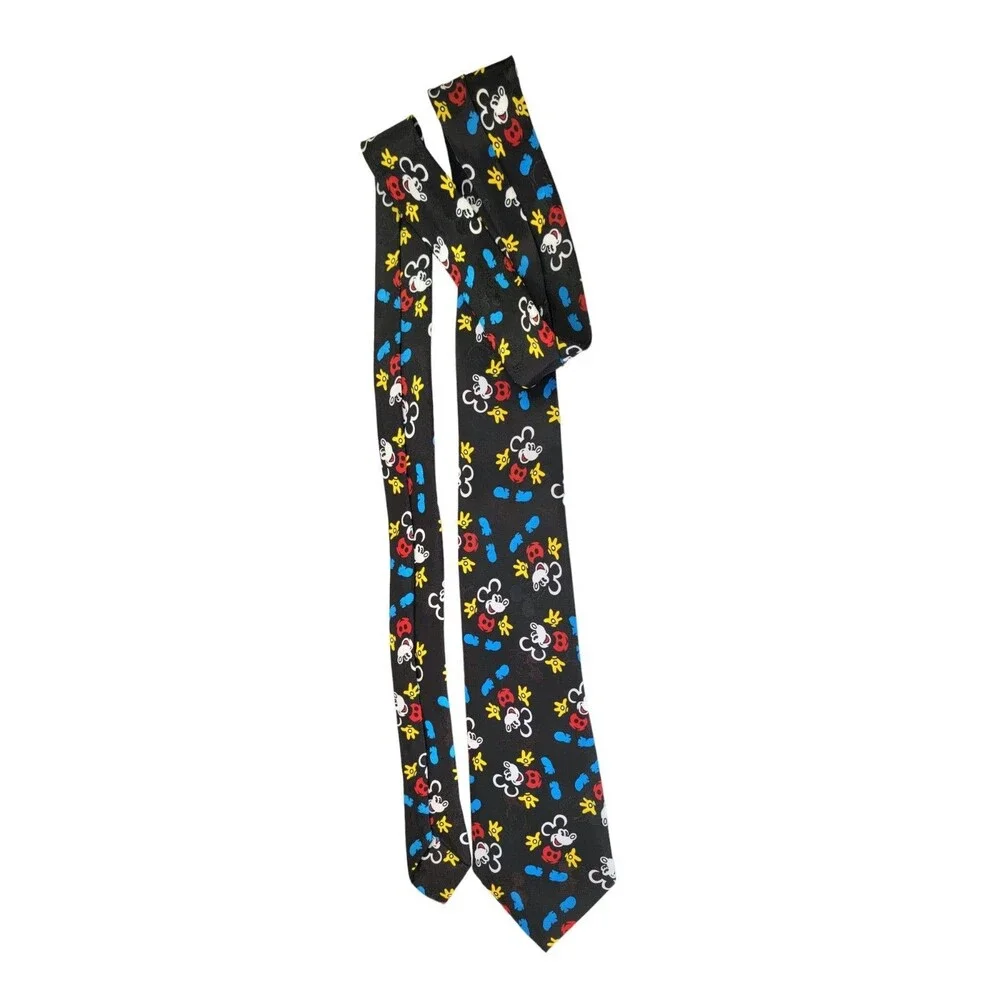 Disney Mickey Mouse Graphic Mens Tie Black Necktie Dance 54”
